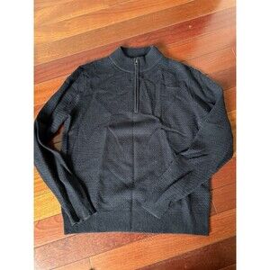 Billy Reid Quarter Zip Sweater Mens Size L Navy Ribbed Knit 100% WOOL